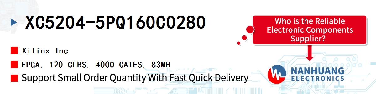 XC5204-5PQ160C0280 Xilinx FPGA, 120 CLBS, 4000 GATES, 83MH